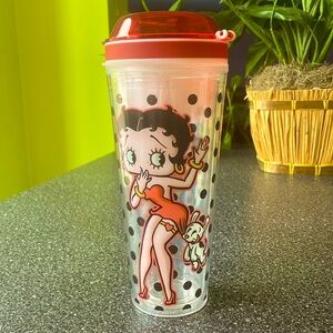 Betty Boop Combo Cup Polka Dot Tumbler Red Flip Lid travel Mug 2016 Collection !